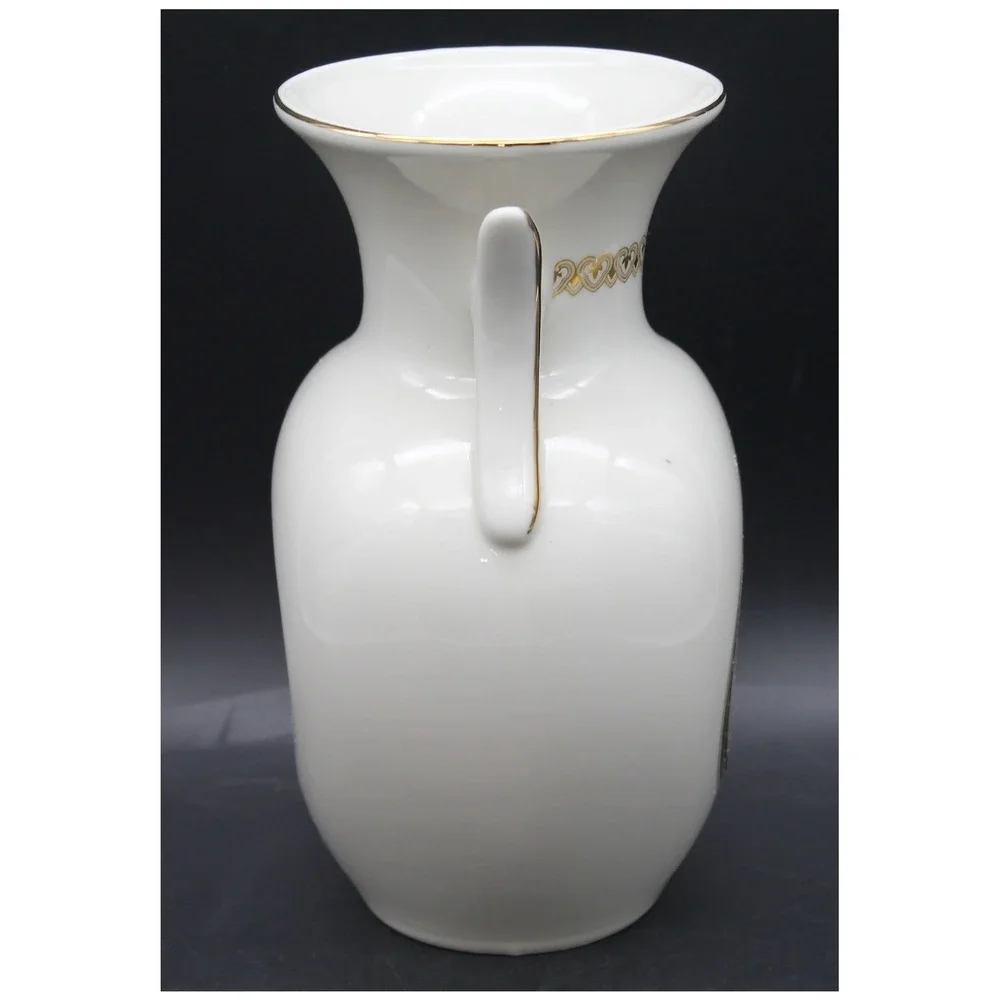 Vintage Japanese Chokin Porcelain Vase 24K Gold Floral Cart 8.5